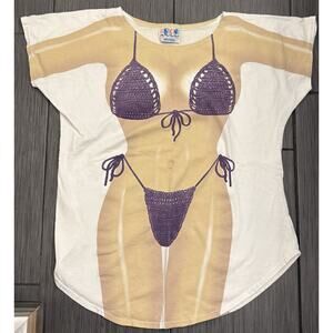 My Bikini Purple Bikini Body Tshirt Coverup One Size Fits Most Cotton Belly Ring